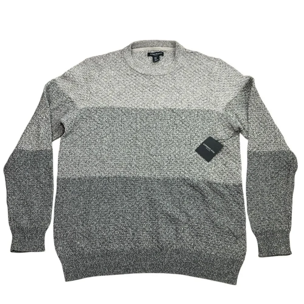 London Fog Gray‎ Ombre Sweater Mens XL Clean Minimalist Cozy Spring Knit